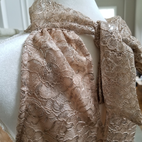 🆕️ J Crew Metallic FLORAL LACE TOP TIE COLLAR - Picture 4 of 6